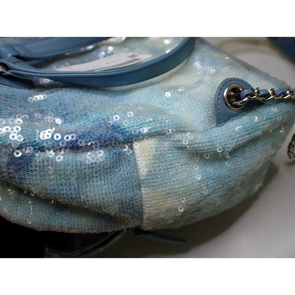 Chanel Sequin Mini Backpack Waterfall Blue Tri-color Bag Rare Light Limited Ed. - Picture 10 of 15